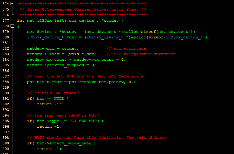 Intel 8254x Ethernet Controller Example Driver