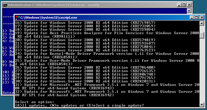 Updating Server 2008 Core with SConfig