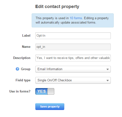 Hubspot Checkbox Field API